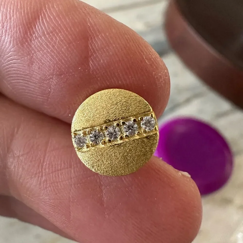 💼Adornia 14k Gold Plated Swarovski Crystal Coin Stud Earrings NWT Pierced